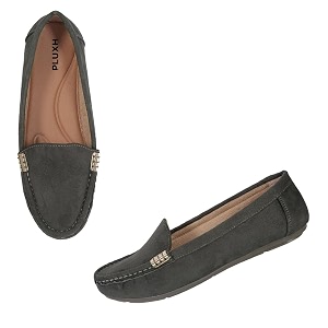 Pluxh Women Classic Ballet Flats Suede-Textured