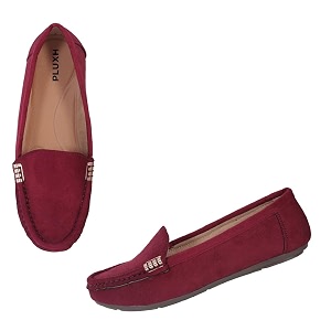 Pluxh Women Classic Ballet Flats Suede-Textured