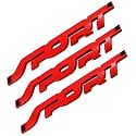 3d sport Emblem for All Cars & bikes Universal Vehicle, Truck, RV, SUV, Decor, Decal 3D Raised Letters Bumper Sticker, 3M Strong Adhesive Badge (RED, PACK OF 3)