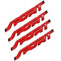 3d sport Emblem for All Cars &amp; bikes Universal Vehicle, Truck, RV, SUV, Decor, Decal 3D Raised Letters Bumper Sticker, 3M Strong Adhesive Badge (RED, PACK OF 4)