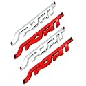 3d sport Emblem for All Cars &amp; bikes Universal Vehicle, Truck, RV, SUV, Decor, Decal 3D Raised Letters Bumper Sticker, 3M Strong Adhesive Badge (SILVER &amp; RED, PACK OF 4)