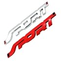 3d sport Emblem for All Cars &amp; bikes Universal Vehicle, Truck, RV, SUV, Decor, Decal 3D Raised Letters Bumper Sticker, 3M Strong Adhesive Badge (SILVER &amp; RED, PACK OF 2)