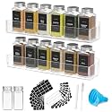 PMMASTO 2-Pack Clear Acrylic Self-Adhesive Spice Racks with 12 Empty Jars