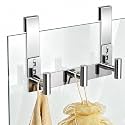 PMMASTO 3-Hook Shower Door Rack, Polished Silver, Fits 3/8-Inch Glass
