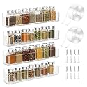 PMMASTO Adhesive Acrylic Spice Rack, Clear- 4 Pack with 2 Tapes