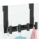 PMMASTO Black Extra-Long Shower Door Hanger, 4 T-Hooks, Fits 3/8-Inch Glass
