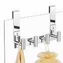PMMASTO No-Drill Extra Long Shower Hooks, Fits 3/8" Thick Door, Heavy Duty Stainless Steel Towel Hooks for Frameless Glass Shower Door, Holds Bathrobe Towel (Polished Silver, 4 T-Hooks)