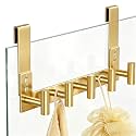 PMMASTO Gold Extra-Long Shower Door Hanger, 5 T-Hooks, Fits 3/8-Inch Glass