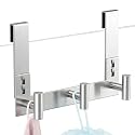 PMMASTO Long Shower Hanger for 3/8 Inch Glass, Silver- 3 Hooks, T Shape