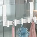 PMMASTO White Extra-Long Shower Door Hanger, 5 T-Hooks, Fits 3/8-Inch Glass