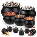 PMU 11 Pcs Halloween Large and Small Cauldron Multipack Assortment (1) 22in, (1) 16in, (1) 12in, (1) 10in, (1) 8in, and (6) 3in Black Plastic Cauldron for Home Decoration