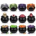 PMU 12 Pc Halloween Cauldron 10inch Witch Plastic Cauldron bowl Black, For Halloween Décor