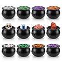 PMU 12 Pcs Halloween Cauldron 12" Witch Plastic Cauldron bowl Black, For Halloween Décor