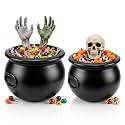 PMU 2 Pcs Halloween Cauldron - 10", 8" Witch Plastic Cauldron bowl Black, For Halloween Decor