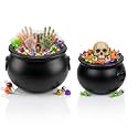 PMU 2 Pcs Halloween Cauldron - 12", 10" Witch Plastic Cauldron bowl Black, For Halloween Decor