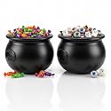 PMU 2 Pcs Halloween Cauldron - 12" Witch Plastic Cauldron Bowl Black, for Halloween Decor