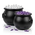 PMU 2 Pcs Halloween Cauldron - 18", 16" Witch Plastic Cauldron bowl Black, For Halloween Decor