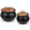 PMU 2 Pcs Large Cauldron, Black Witches Cauldron Bowl for Halloween Decor