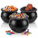 PMU 3 Pcs Halloween Cauldron - 12" Witch Plastic Cauldron bowl Black, For Halloween Decor