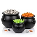 PMU 3 Pcs Large Cauldron, Black Witches Cauldron Bowl for Halloween Decor