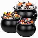 PMU 3 Pcs Large Halloween Cauldron - 18",16",12" Big Witch Plastic Cauldron bowl Black, For Halloween Decor