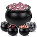 PMU 5 Pcs Halloween Large Cauldron Multipack Assortment (1) 22in and (4) 10in Trick or Treat Blow Mold Black Plastic Cauldron for Home Decoration and Halloween Party Favors
