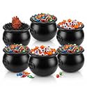 PMU 6 Pcs Halloween Cauldron 12" Witch Plastic Cauldron bowl Black, For Halloween Decor