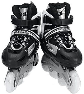 pn-auk high quality skating shoe have different size and with pu led wheel in-line adults size  6 uk - 9 uk adjustable beginner black