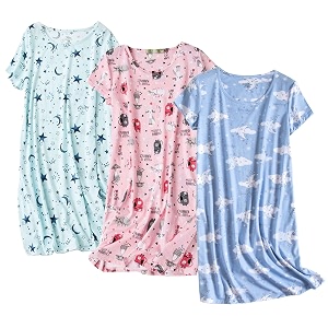 PNAEONG 3 Pack Womens Cotton Nightgown Short