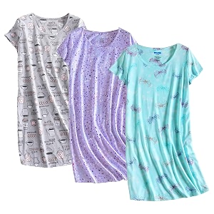 PNAEONG 3 Pack Womens Cotton Nightgown Short