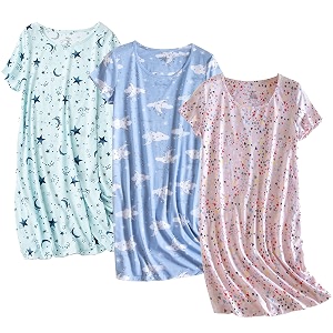 PNAEONG 3 Pack Womens Cotton Nightgown Short