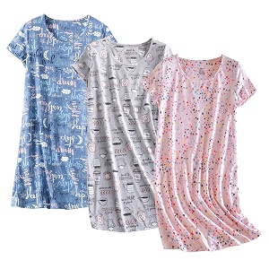 PNAEONG 3 Pack Womens Cotton Nightgown Short