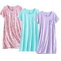 PNAEONG 3 Pack Women39s Cotton Nightgown Short