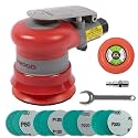 Pneumatic random orbital sander 3-inch light weight palm sander 3/32" (2.5 mm) diameter orbit 12000 RPM with extra backing pad and 12pcs sandpaper