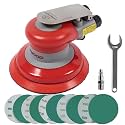 Pneumatic random orbital sander 5-inch light weight palm sander 3/16" (5 mm) diameter orbit 12000 RPM with extra 10pcs sandpaper