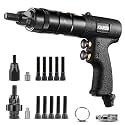 Pneumatic Rivet Nut Gun with 3/8 & 1/2 Self-locking Head, Industrial Grade 250RPM Adjustable Speed Pull Rivnut Gun tool set,Model:LM06