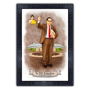 pnf dr b r ambedkar painting art wood frames with acrylic sheet glass p-153-10  14inchmulticoloursynthetic