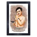 pnf Indian Freedom Fighter Chandra Shekhar Azad with Wooden Synthetic Frame Painting with Acrylic Sheet (Glass) p-158 (13.5x19inch,Framed Print,Multicolour)