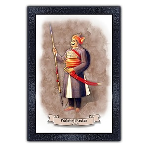 pnf prithviraj chauhan painting art wood frames with acrylic sheet glass p-171-10  14inchmulticoloursynthetic