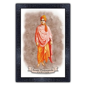 pnf swami vivekananda painting art wood frames with acrylic sheet glass p-159-10  14inchmulticoloursynthetic