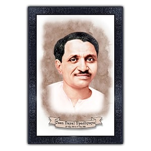 pnf uv textured framed poster of deendayal upadhyaya with wooden synthetic frame p-156 135x19inchframed printmulticolour