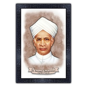 pnf uv textured framed poster of dr sarvepalli radhakrishnan with wooden synthetic frame p-146 135x19inchframed printmulticolour