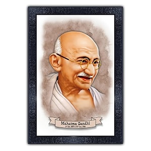 pnf uv textured framed poster of indian freedom fighter mahatma gandhi with wooden synthetic frame p-139 135x19inchframed printmulticolour