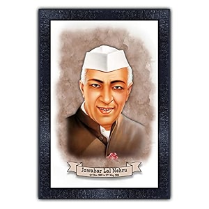 pnf uv textured framed poster of indian freedom fighter jawaharlal nehru with wooden synthetic frame p-142 135x19inchframed printmulticolour