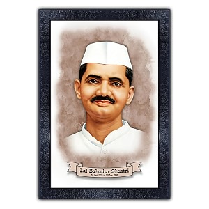 pnf uv textured framed poster of indian freedom fighter lal bahadur shastri with wooden synthetic frame p-145 135x19inchframed printmulticolour