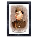 pnf UV Textured Framed Poster of Indian Freedom Fighter Subhash Chandra Bose with Wooden Synthetic Frame p-143 (13.5x19inch,Framed Print,Multicolour)