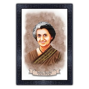 pnf uv textured framed poster of indira gandhi with wooden synthetic frame p-167 135x19inchframed printmulticolour