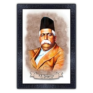 pnf uv textured framed poster of k b hedgewar with wooden synthetic frame p-155 135x19inchframed printmulticolour