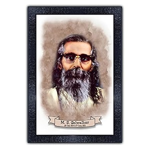 pnf uv textured framed poster of m s golwalkar with wooden synthetic frame p-168 135x19inchframed printmulticolour