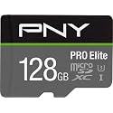 PNY 128GB PRO Elite C10 U3 V30 A2 microSDXC Flash Memory Card, 4K UHD